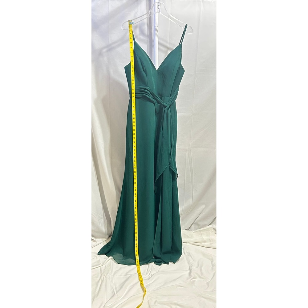 NWT Christina Wu Celebration Size 10 Chiffon Maxi Emerald Green Dress - Picture 5 of 12